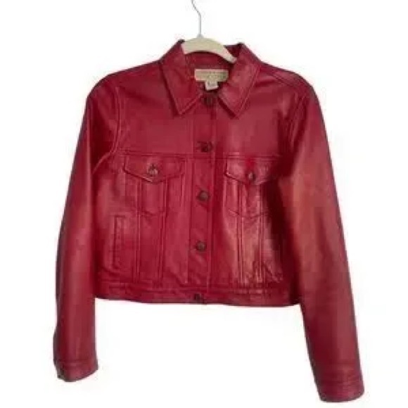 Jones New York red genuine leather jacket - Picture 2 of 7